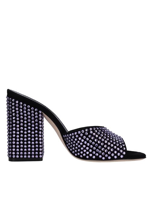 Anja leather mules with crystals PARIS TEXAS | PX947-XSACH SUEDE-CRYSTALVIOLA ONYX